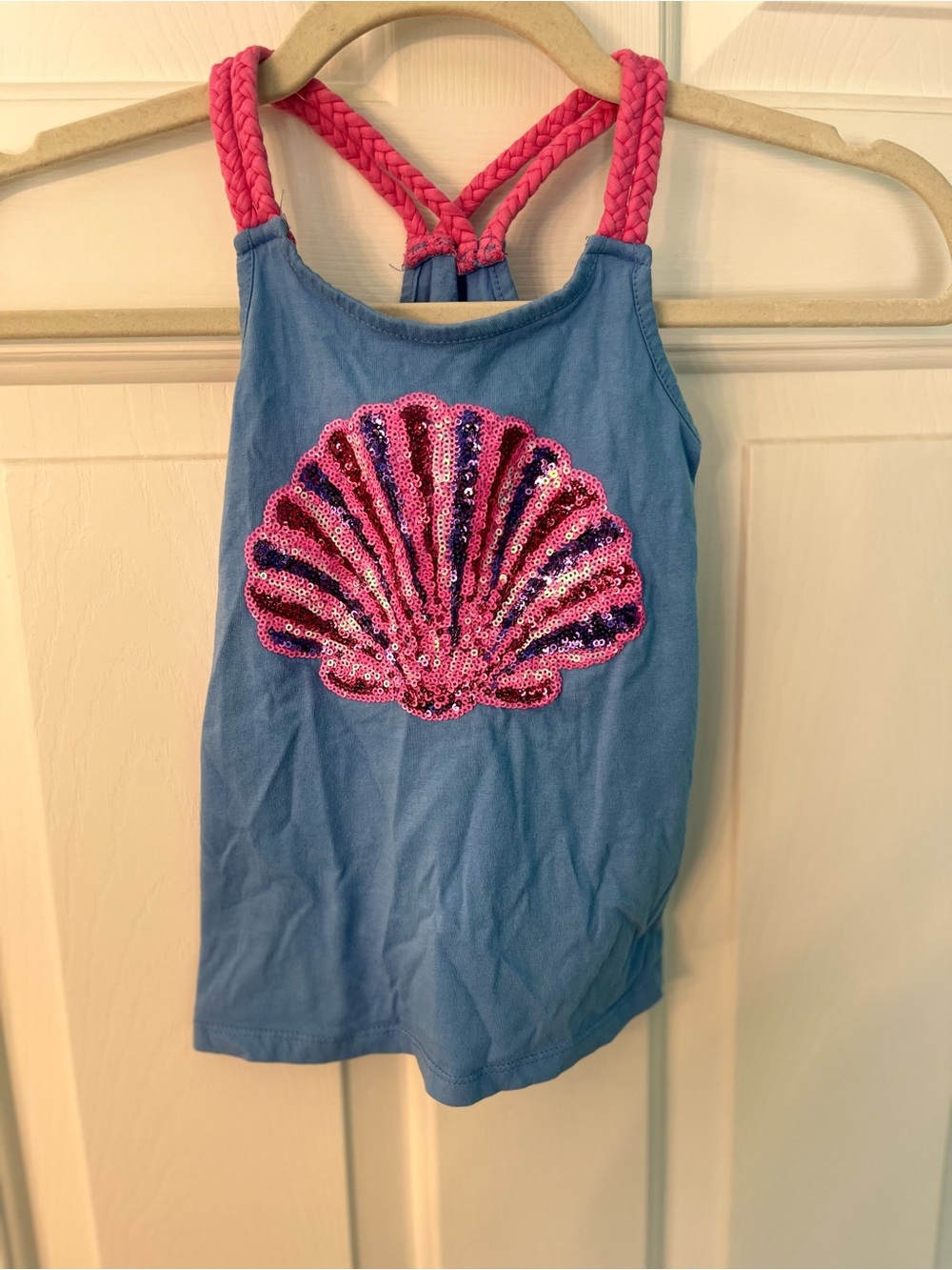 Tommy Bahama Blue Tank with Pink Sequin Shell S (5-6)